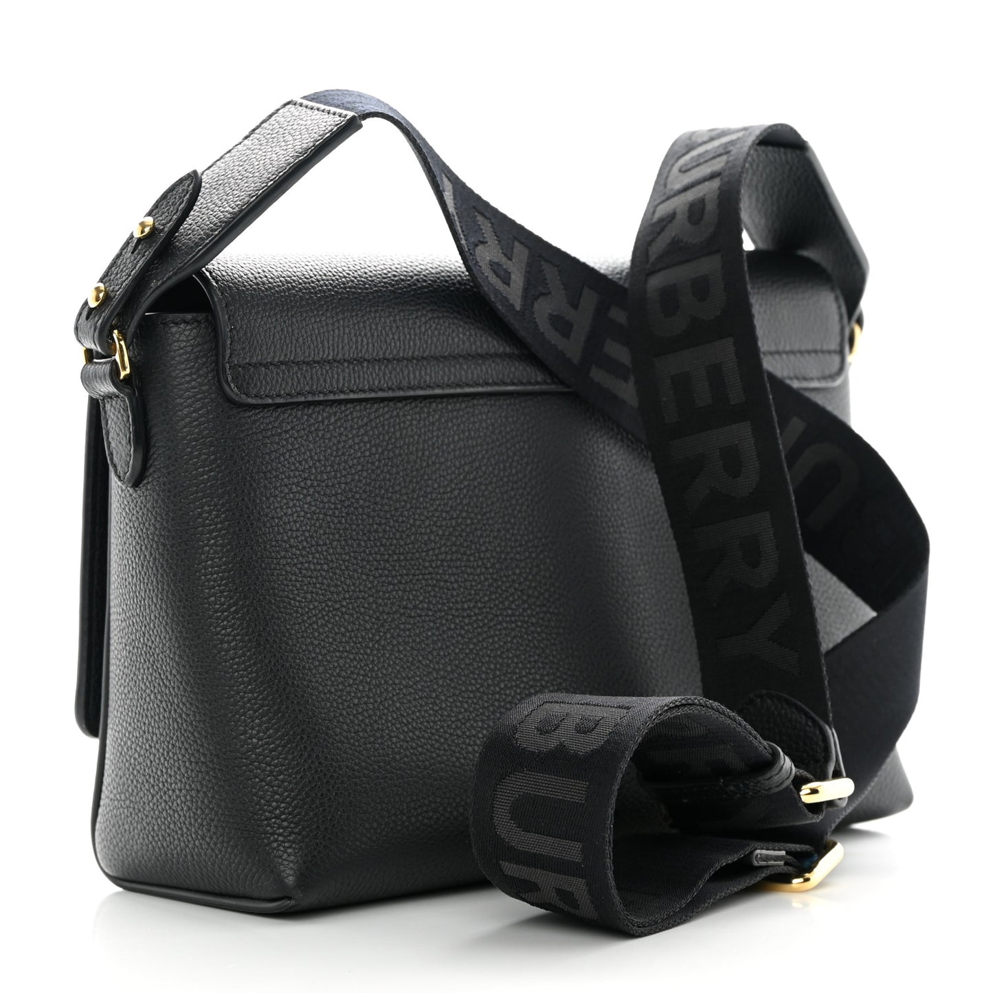 Grainy Calfskin Vintage Check Note Crossbody Bag Black