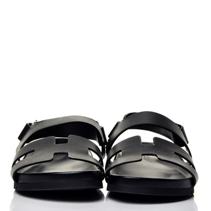 Hermes Calfskin Womens Takara Sandals 38.5 Black 2 of 7
