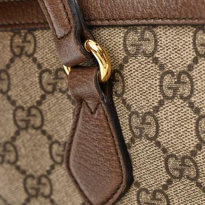 Gucci GG Supreme Monogram Textured Calfskin Web Medium Ophidia Shopping Tote Beige Ebony New Acero 18 of 22