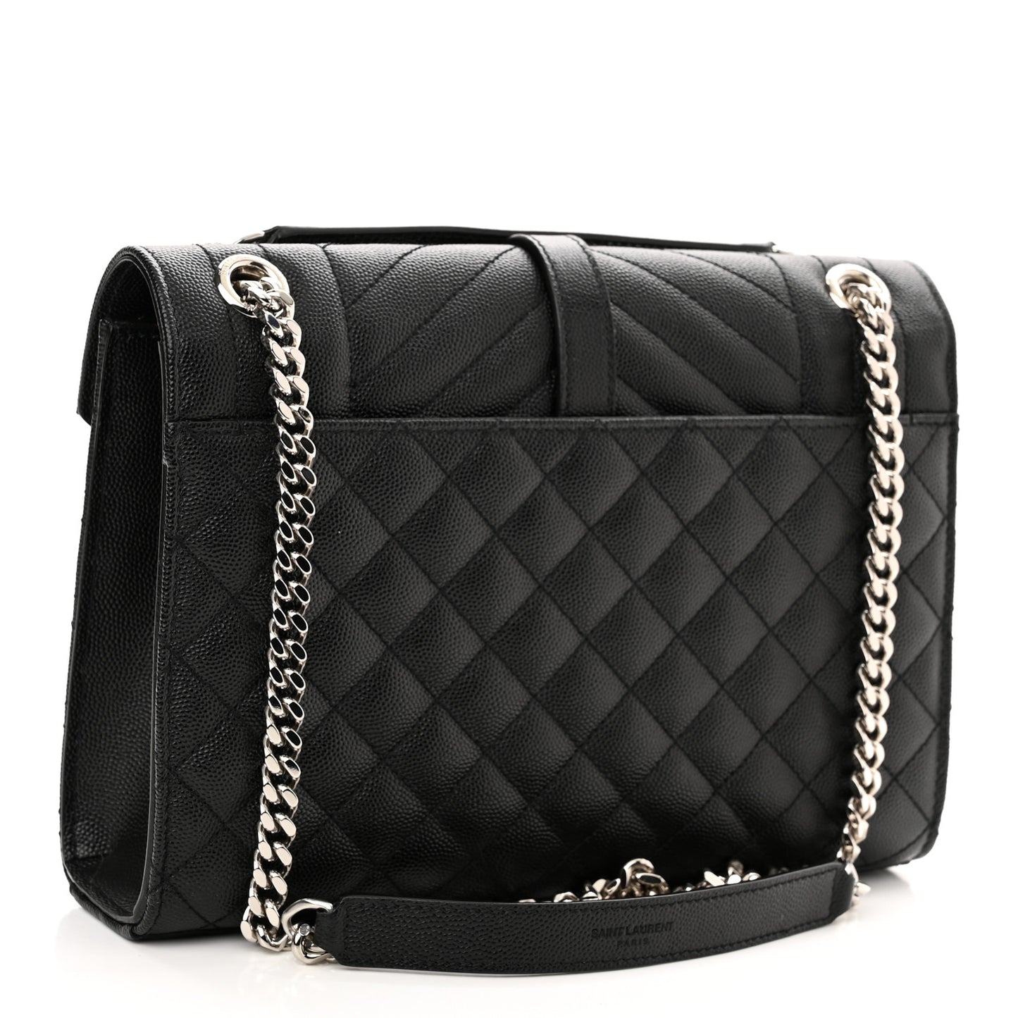 Grain De Poudre Textured Mixed Matelasse Triquilt Medium Monogram Satchel Black
