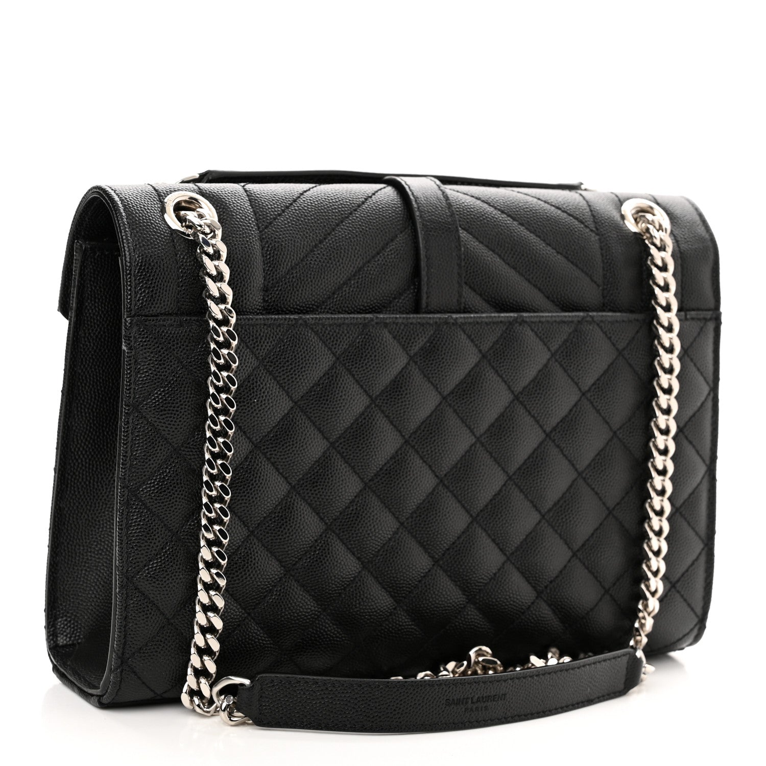 Saint Laurent Grain De Poudre Textured Mixed Matelasse Triquilt Medium Monogram Satchel Black 2 of 10