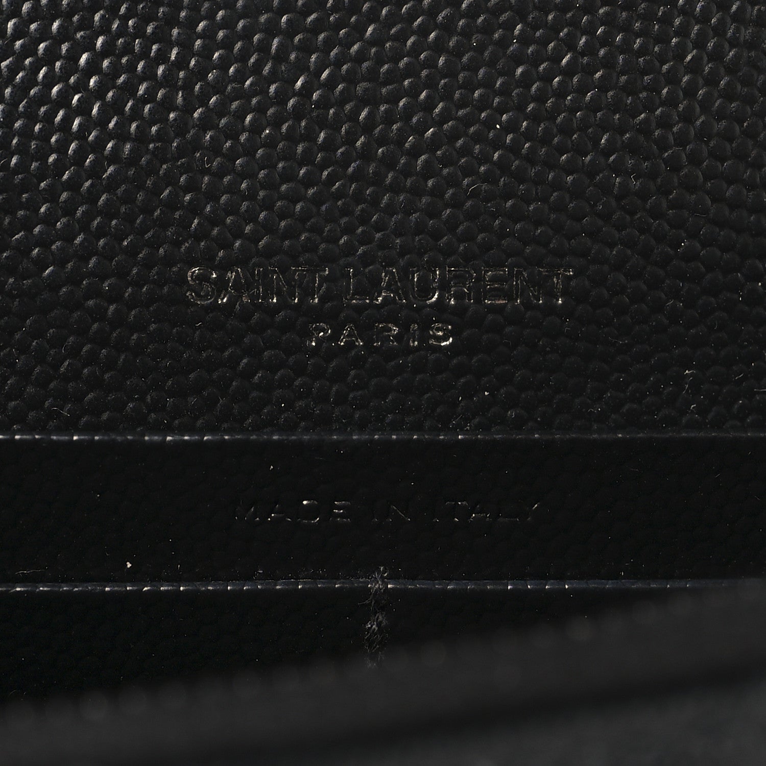 Saint Laurent Grain De Poudre Matelasse Chevron Monogram Monochrome Envelope Chain Wallet Black 6 of 10