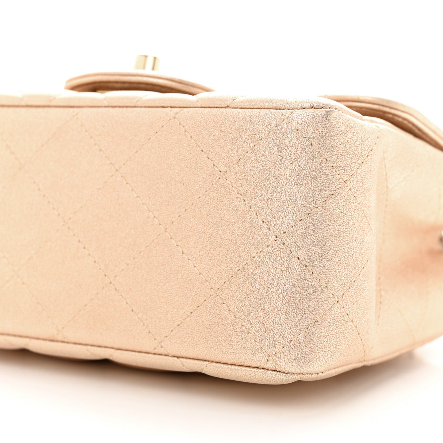 Metallic Lambskin Quilted Mini Square Flap Gold