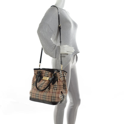 Burberry Haymarket Check Medium Golderton Tote Chocolate 2 of 9