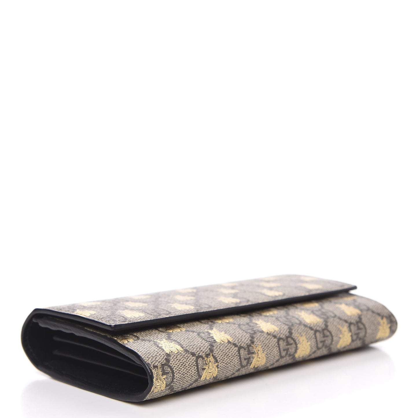 GG Supreme Monogram Bees Continental Wallet Beige Oro Black