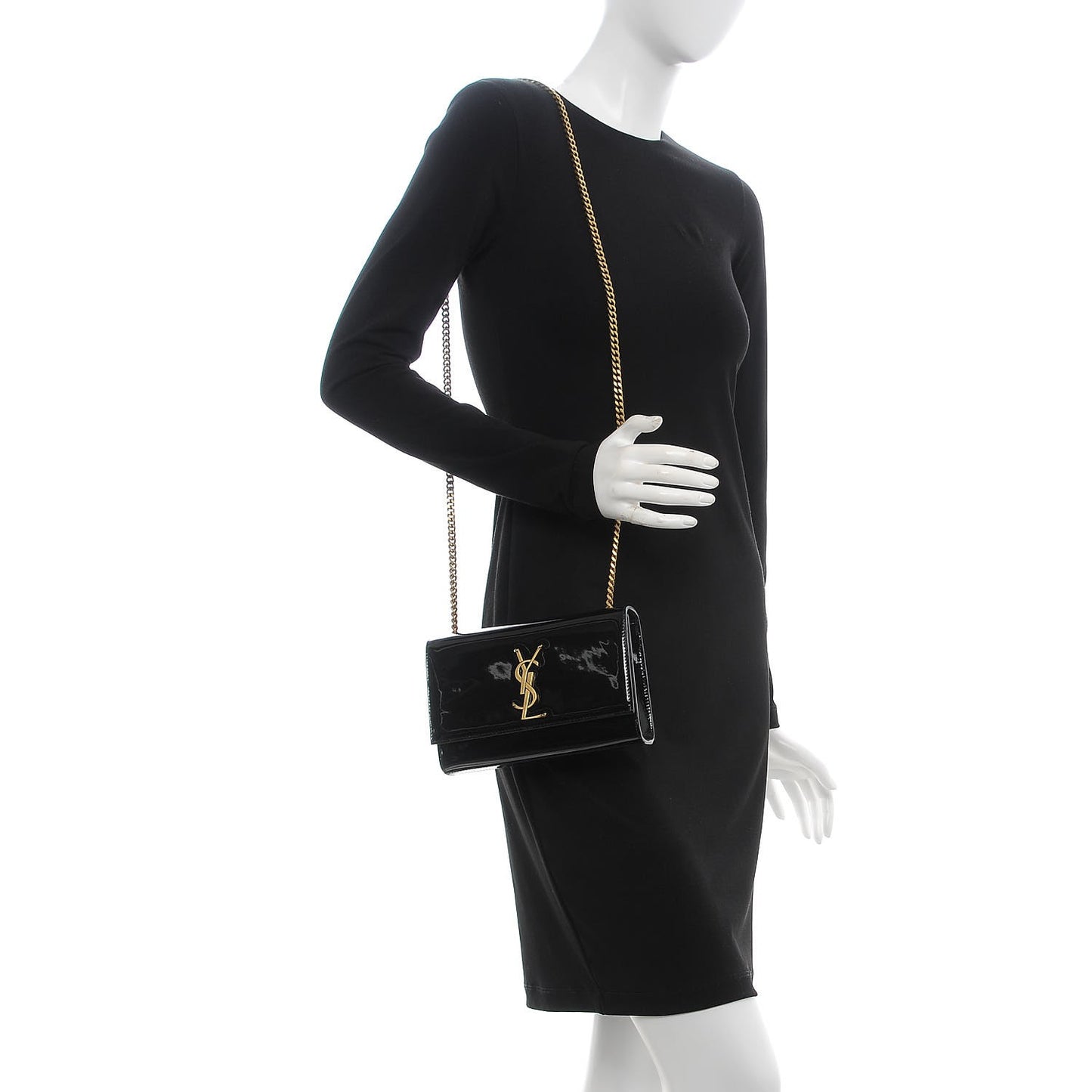Patent Small Monogram Kate Satchel Black
