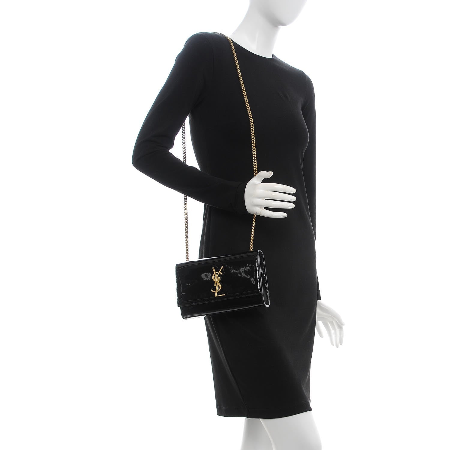 Saint Laurent Patent Small Monogram Kate Satchel Black 2 of 6