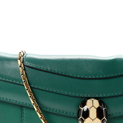 Bulgari Calfskin Serpenti Forever Flap Clutch  Emerald Green 7 of 9