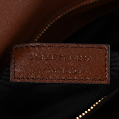 Saint Laurent Linen Canvas Crocodile Embossed Carre Satchel Natural Brown 7 of 12