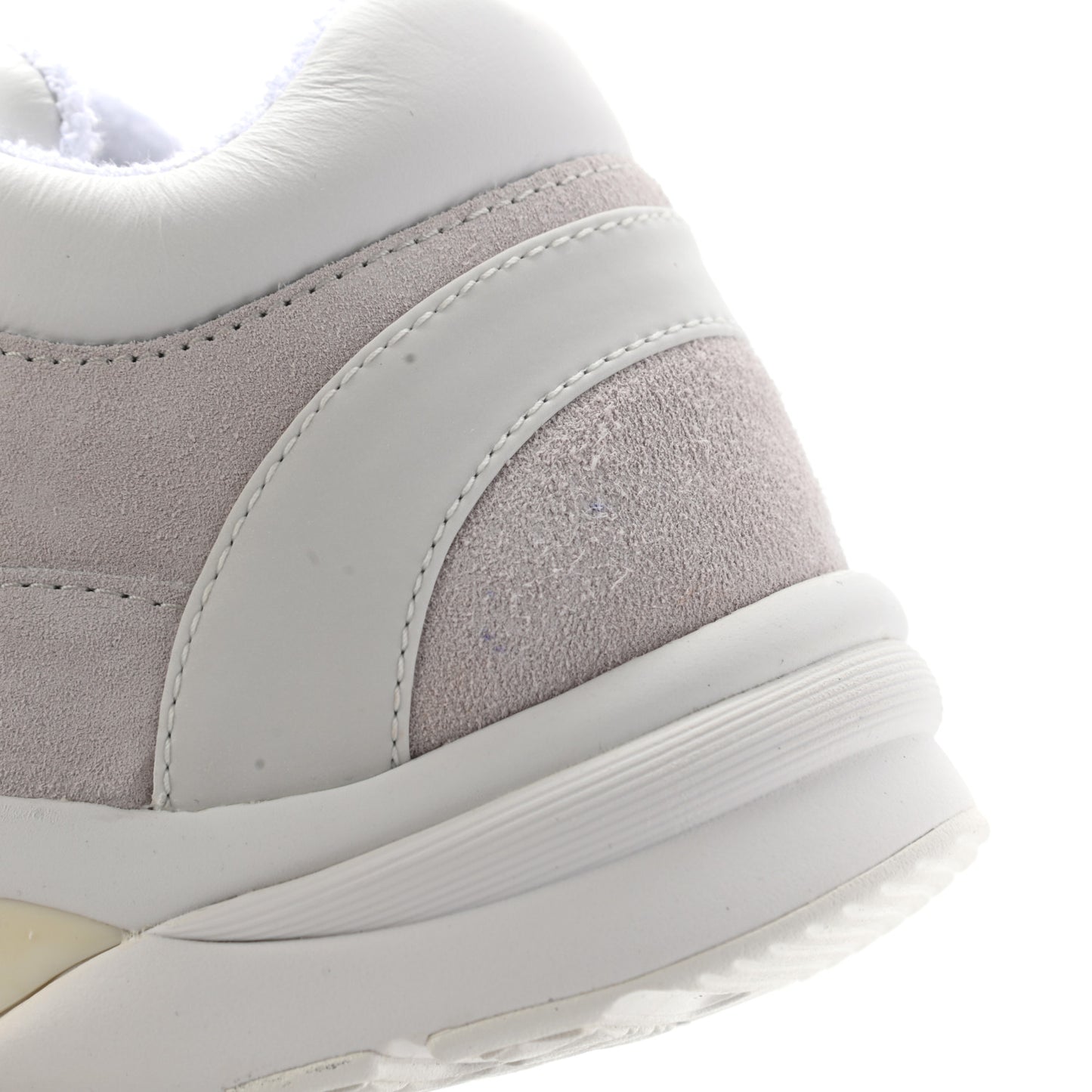 Suede Calfskin Fabric CC Sneakers 41 White Grey
