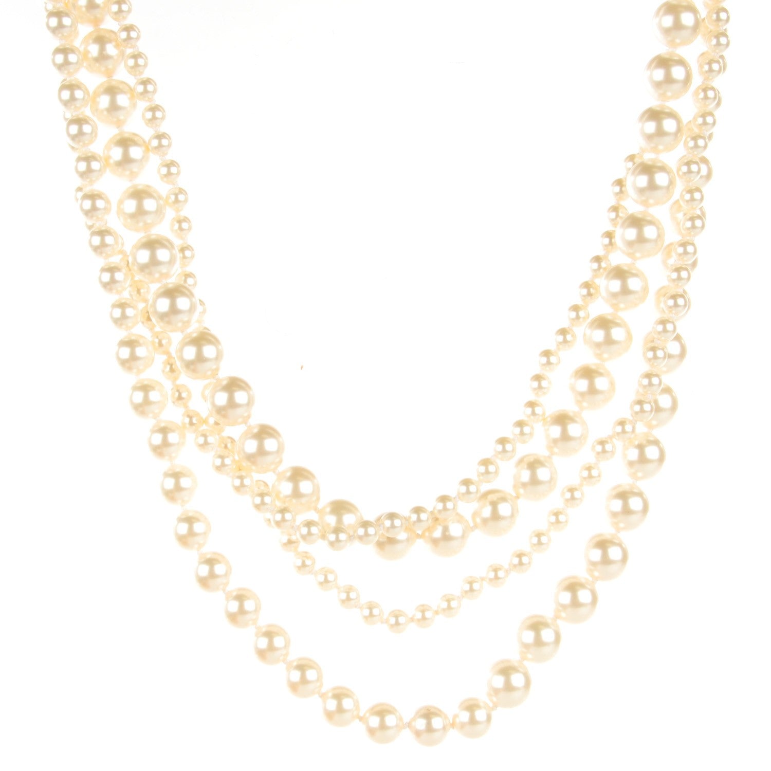Chanel Crystal Graduated Pearl Multi Strand CC Necklace Gold 1 of 6
