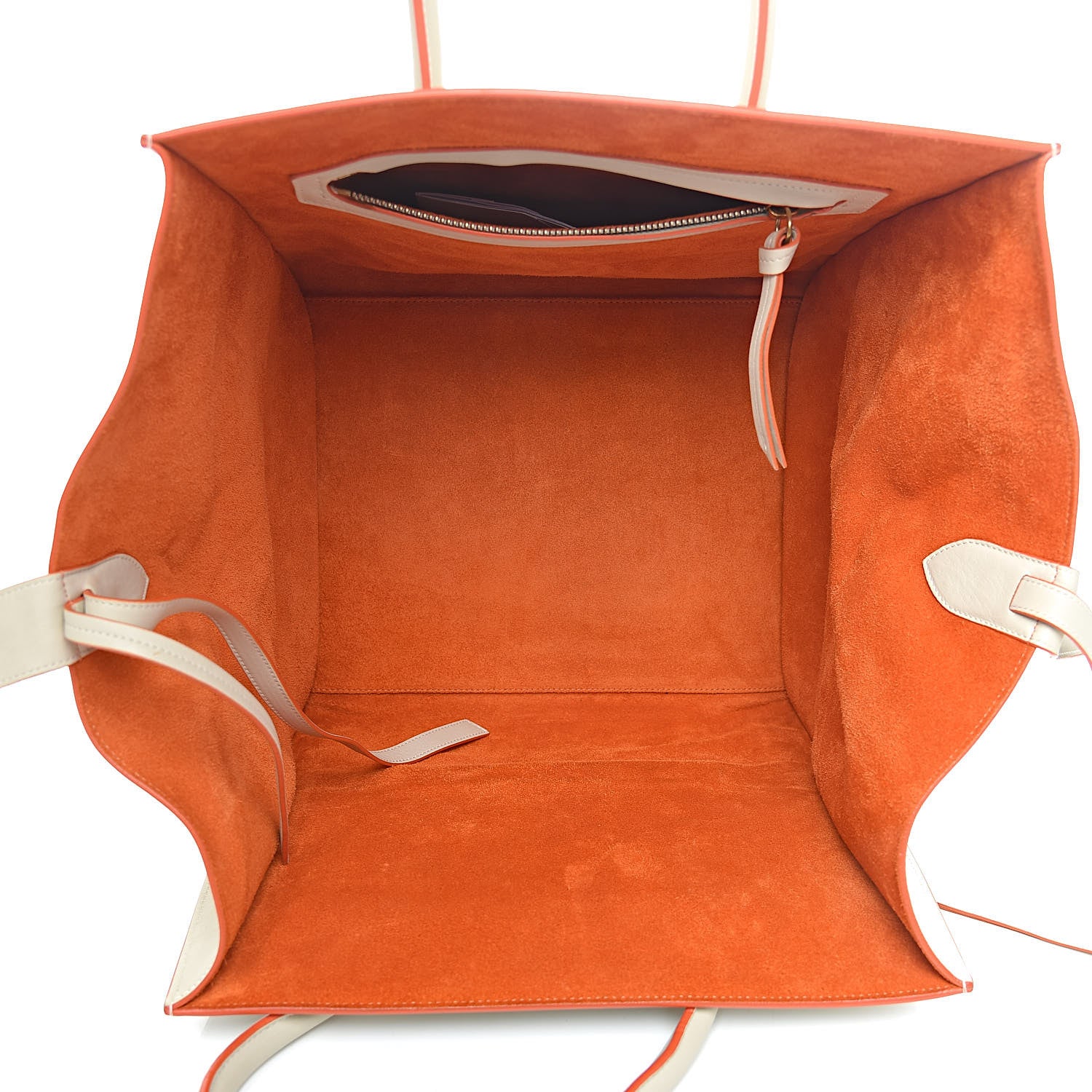 Celine Smooth Calfskin Medium Phantom Luggage Chalk Orange Trim 5 of 13