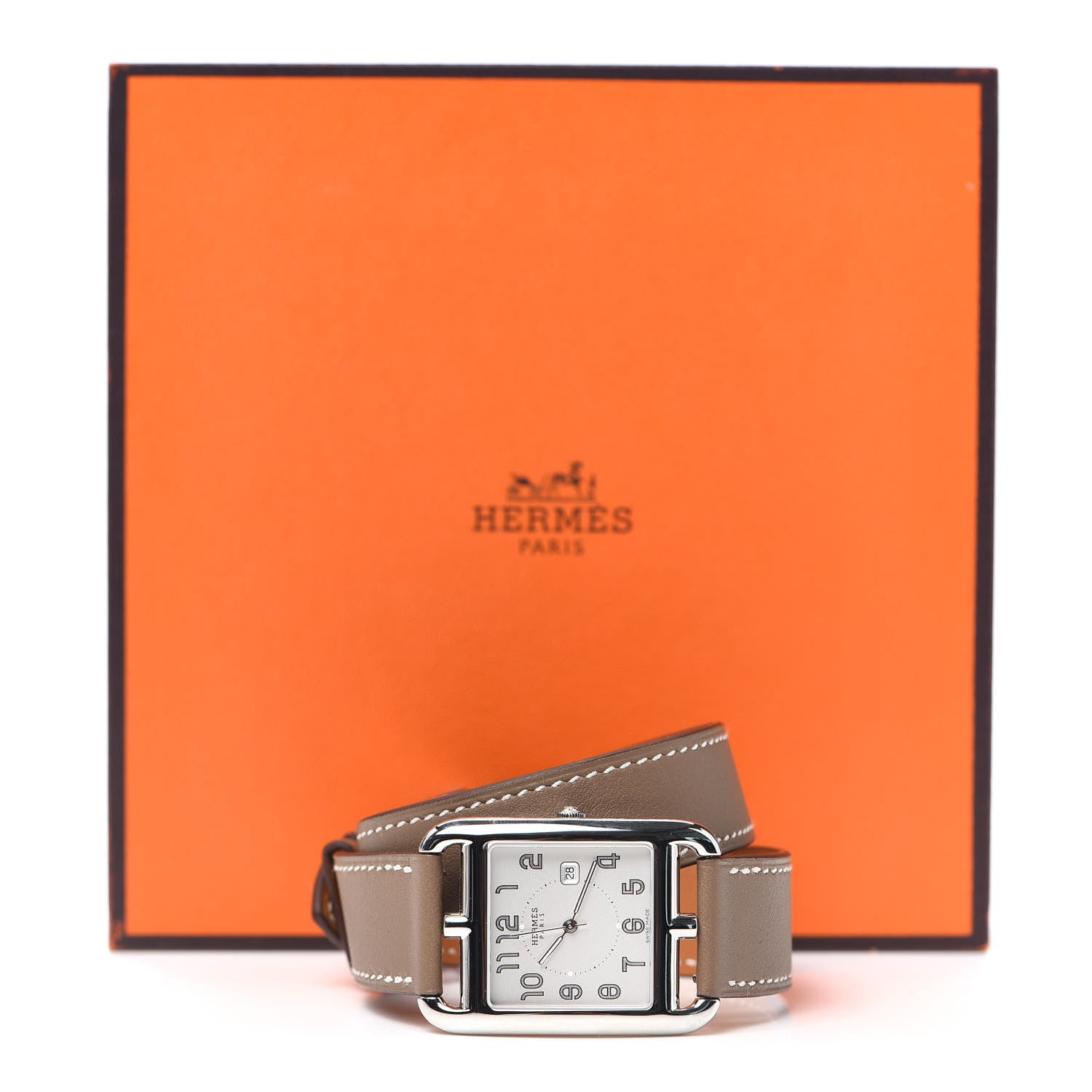 Hermes Stainless Steel Swift 29mm Cape Cod Double Tour Quartz Watch Etoupe 5 of 5
