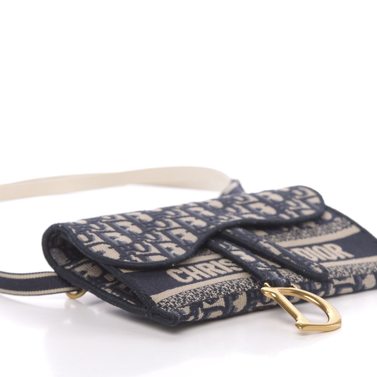 Christian Dior Oblique Slim Saddle Pouch Blue 8 of 10