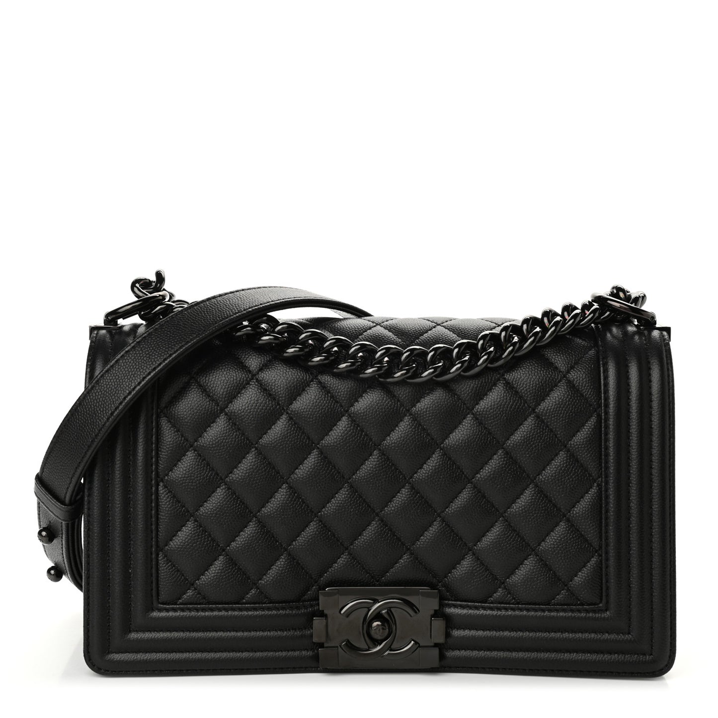 Caviar Quilted Medium Boy Flap So Black