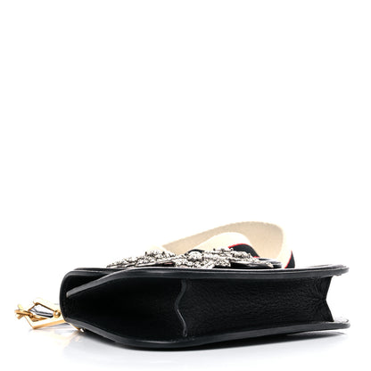 Gucci Calfskin Web Crystal Butterfly Stripe Small Totem Shoulder Bag Black 4 of 15