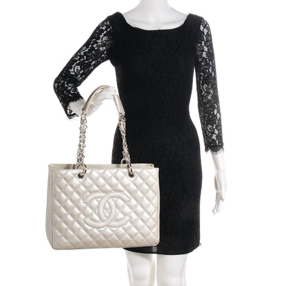 Chanel Caviar Quilted Grand Shopping Tote GST Pearl 1 of 7