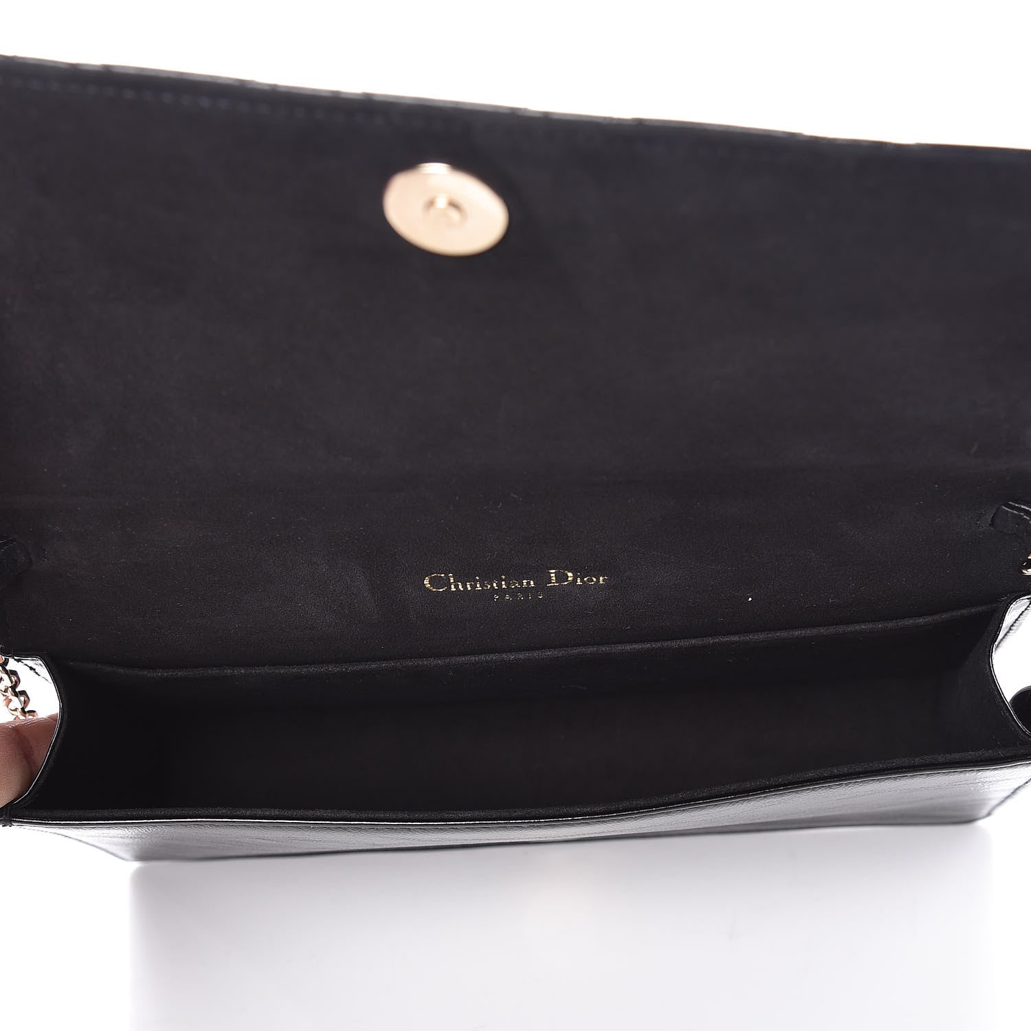 Christian Dior Crinkled Patent Cannage Lady Dior Clutch Black 7 of 10