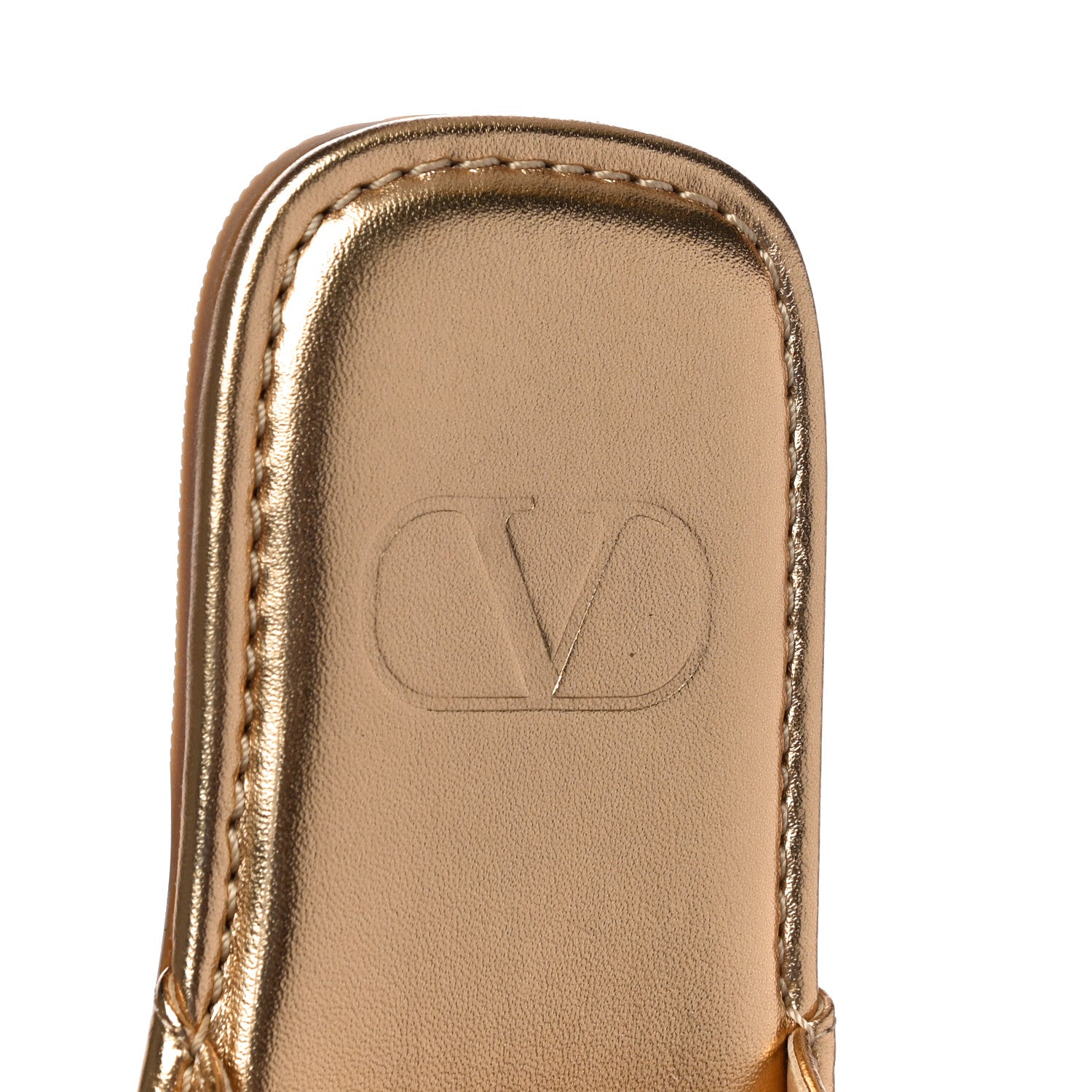 Valentino Garavani Metallic Nappa Roman Stud Slippers 36.5 Antique Brass 9 of 11