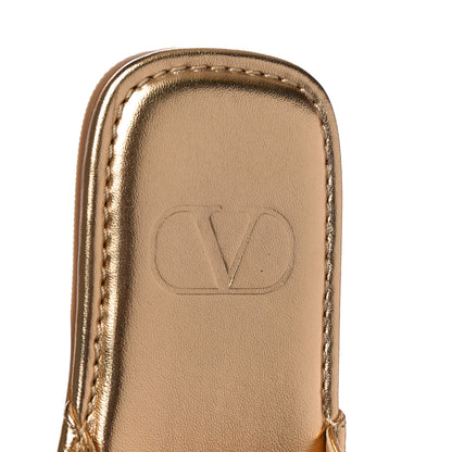 Valentino Garavani Metallic Nappa Roman Stud Slippers 36.5 Antique Brass 9 of 11