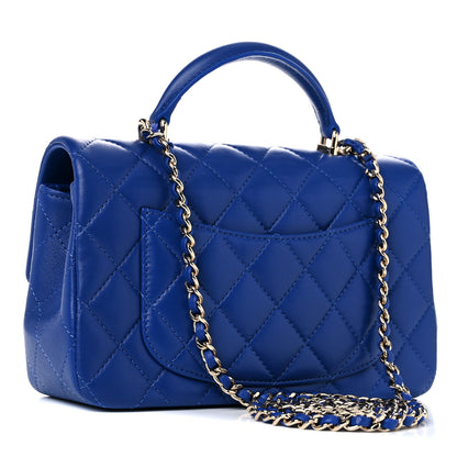 Chanel Lambskin Quilted Mini Top Handle Rectangular Flap Dark Blue 3 of 10