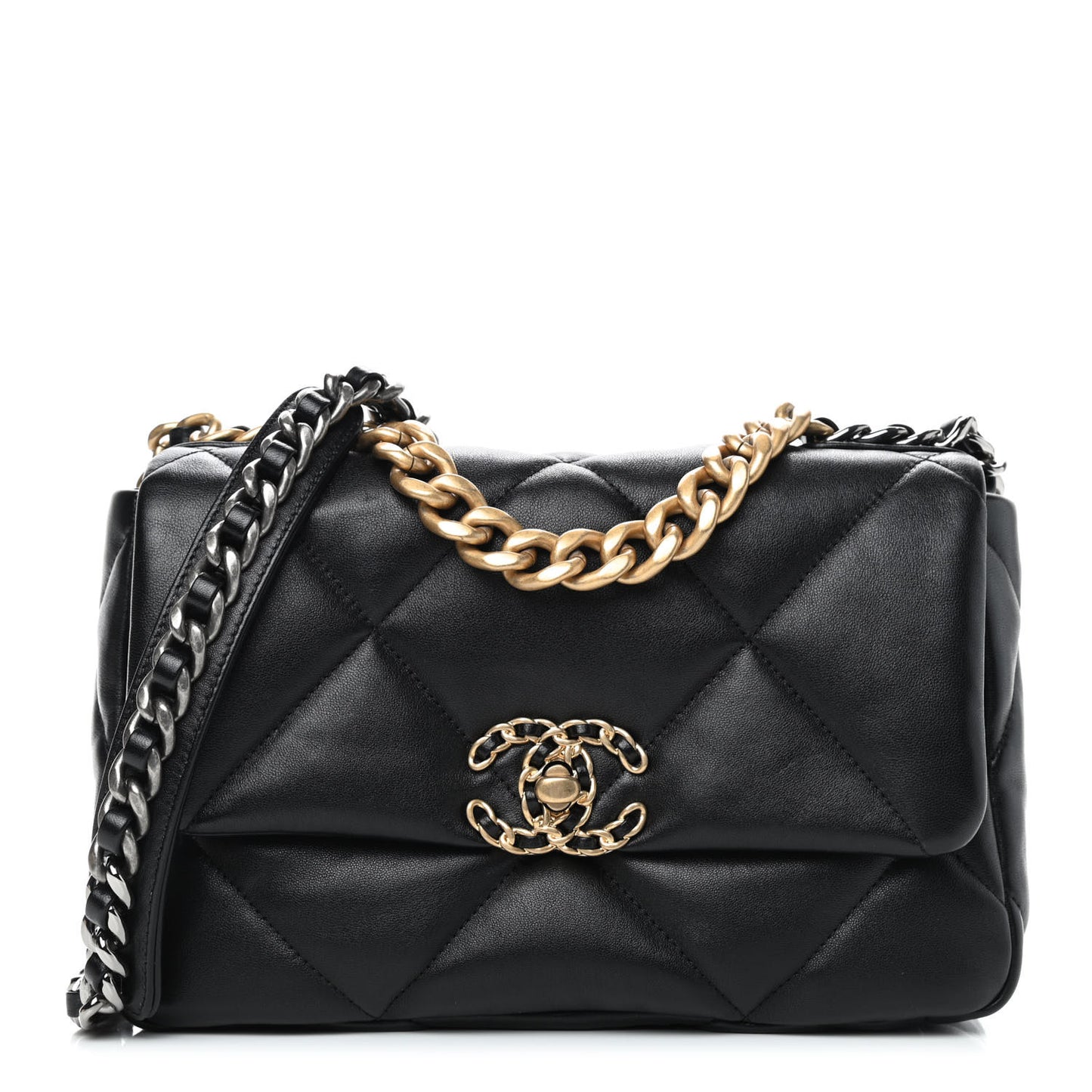 Lambskin Quilted Medium Chanel 19 Flap Black