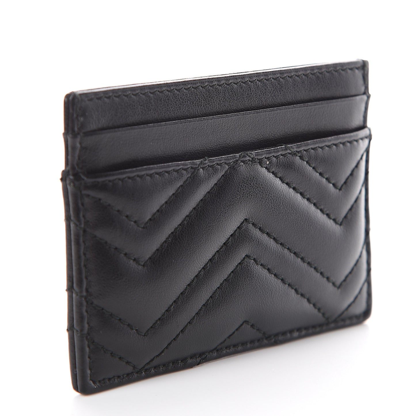 Calfskin Matelasse GG Marmont Card Holder Black