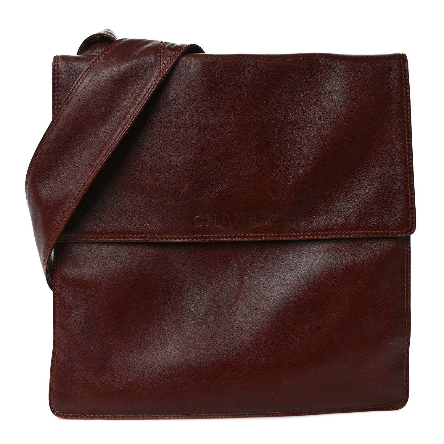 Chanel Lambskin Logo Messenger Brown 1 of 10
