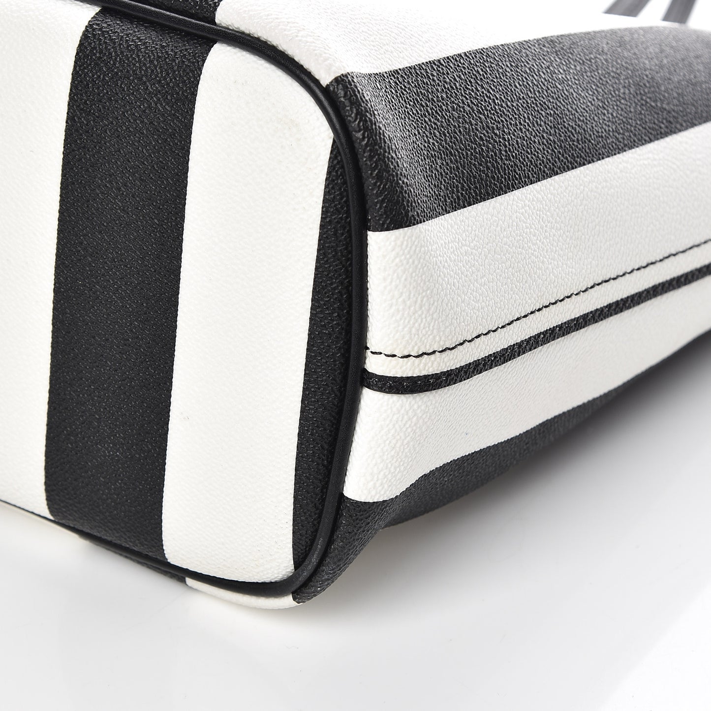 Coated Canvas Striped Large Antigona Tote Black White