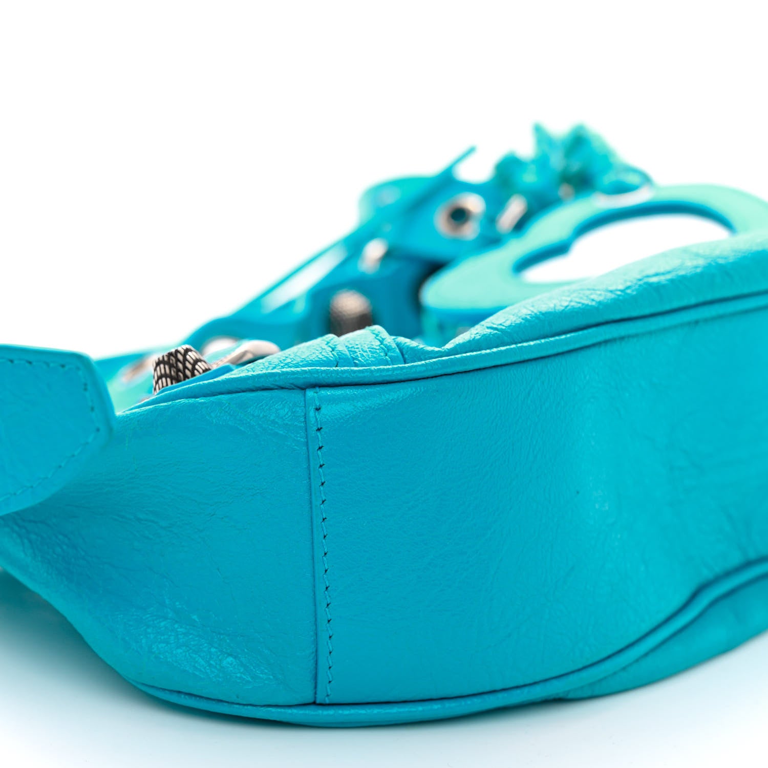 Balenciaga Agneau Arena Le Cagole Shoulder Bag XS Cyan 8 of 9