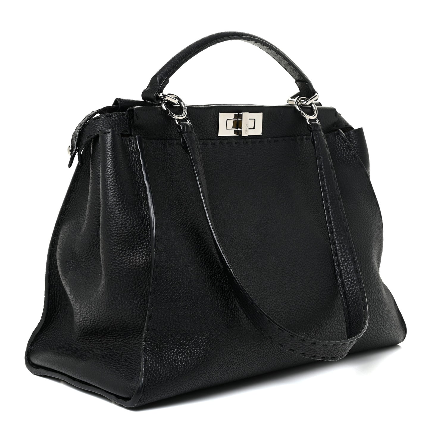 Cuoio Romano Selleria Bi-Color Large Peekaboo Iconic Satchel Black Mou