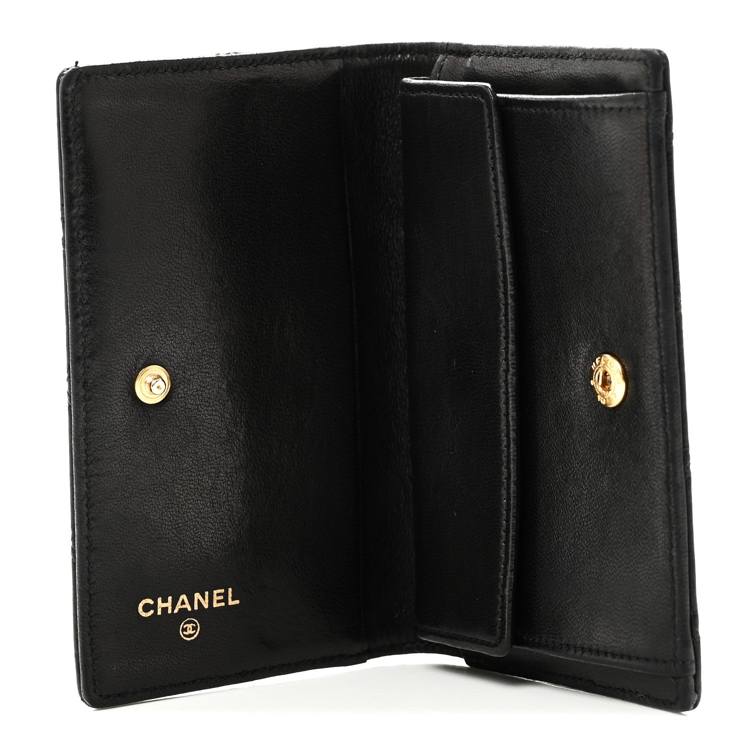 Chanel Lambskin Diamond Stitched Compact Flap Wallet Black 6 of 9