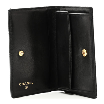 Chanel Lambskin Diamond Stitched Compact Flap Wallet Black 6 of 9
