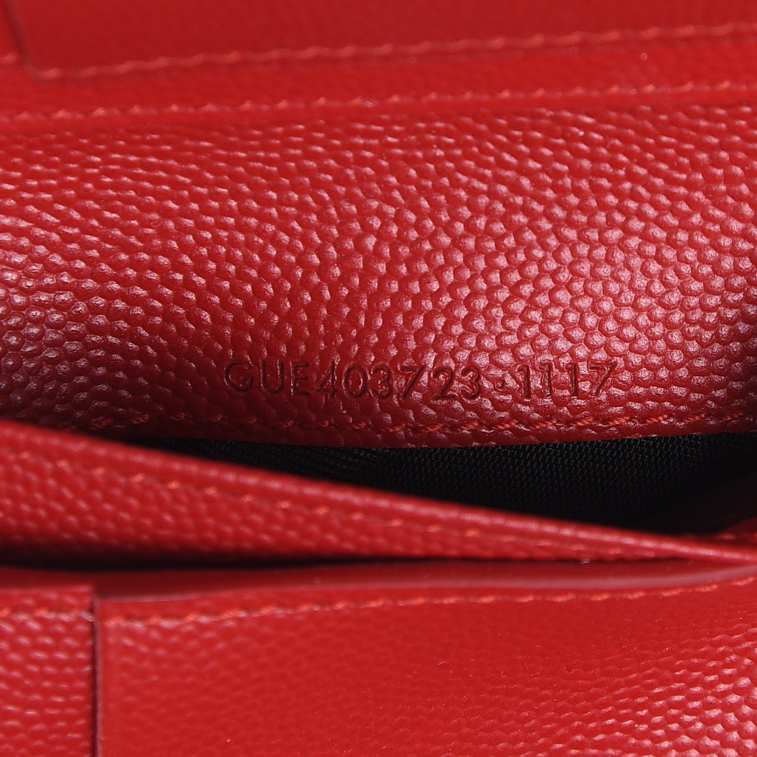 Saint Laurent Grain De Poudre Matelasse Chevron Monogram Compact Zip Around Wallet Red 8 of 9