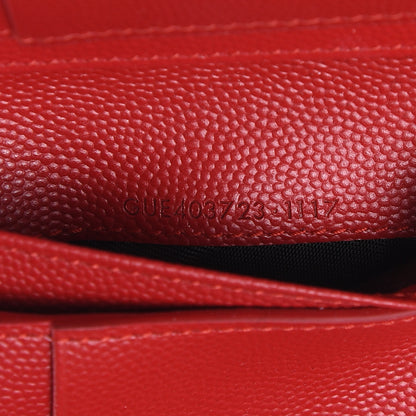 Saint Laurent Grain De Poudre Matelasse Chevron Monogram Compact Zip Around Wallet Red 8 of 9