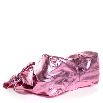 Valentino Garavani Metallic Nappa Nuage Bow Hobo Pink 4 of 10