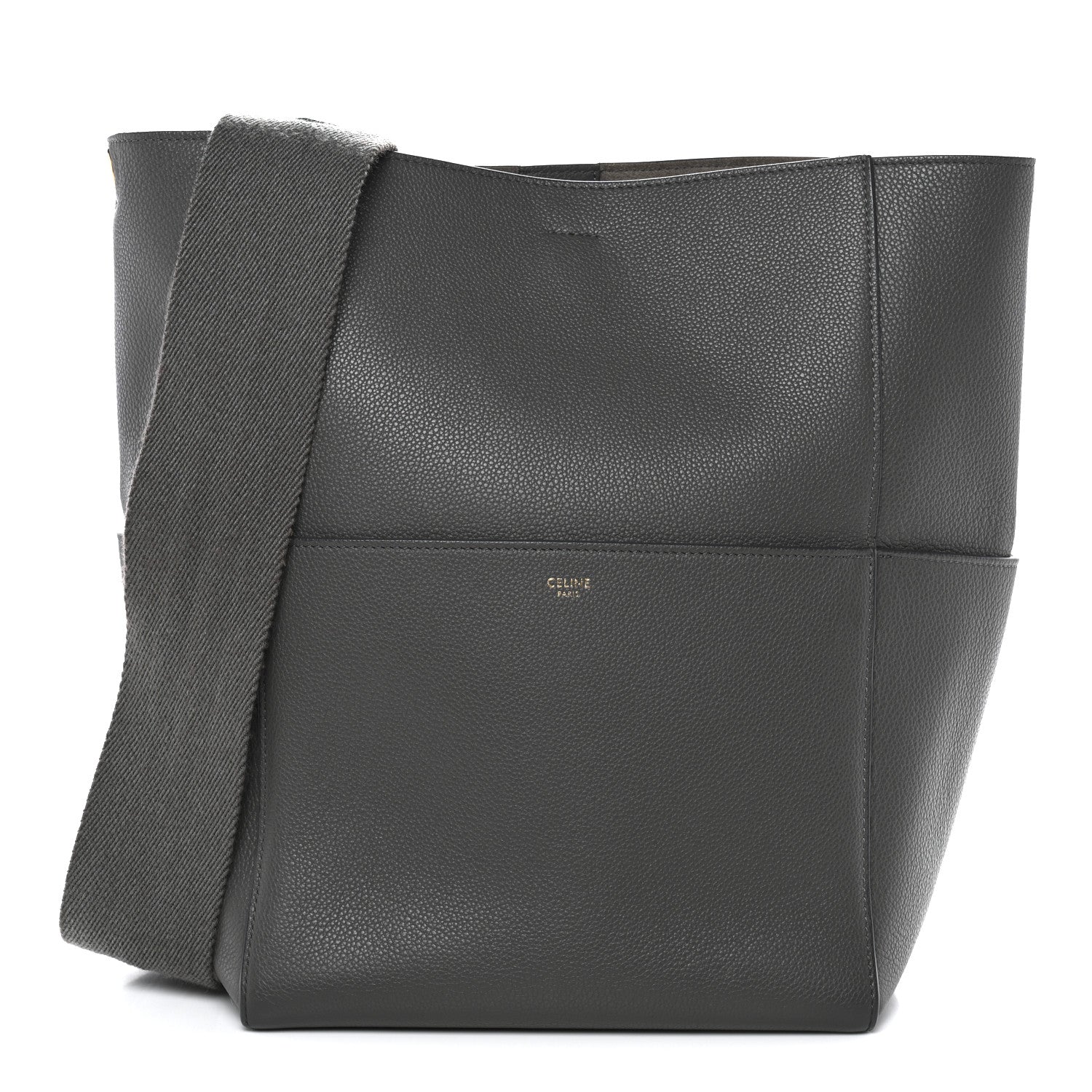 Celine Soft Grained Calfskin Sangle Bucket Bag Grey 1 of 10