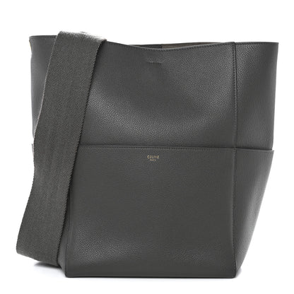 Celine Soft Grained Calfskin Sangle Bucket Bag Grey 1 of 10