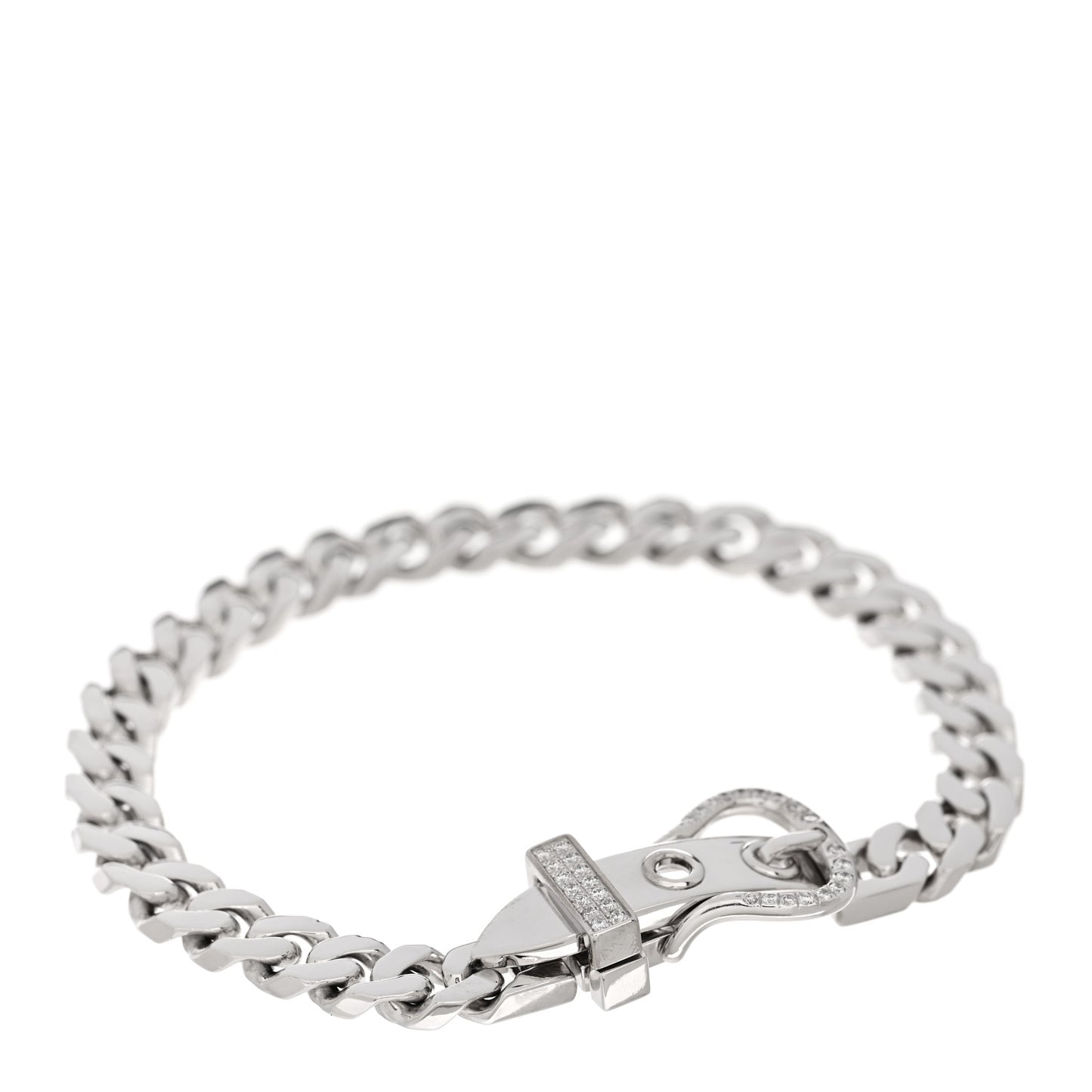 18K White Gold Diamond TPM Boucle Sellier Bracelet ST