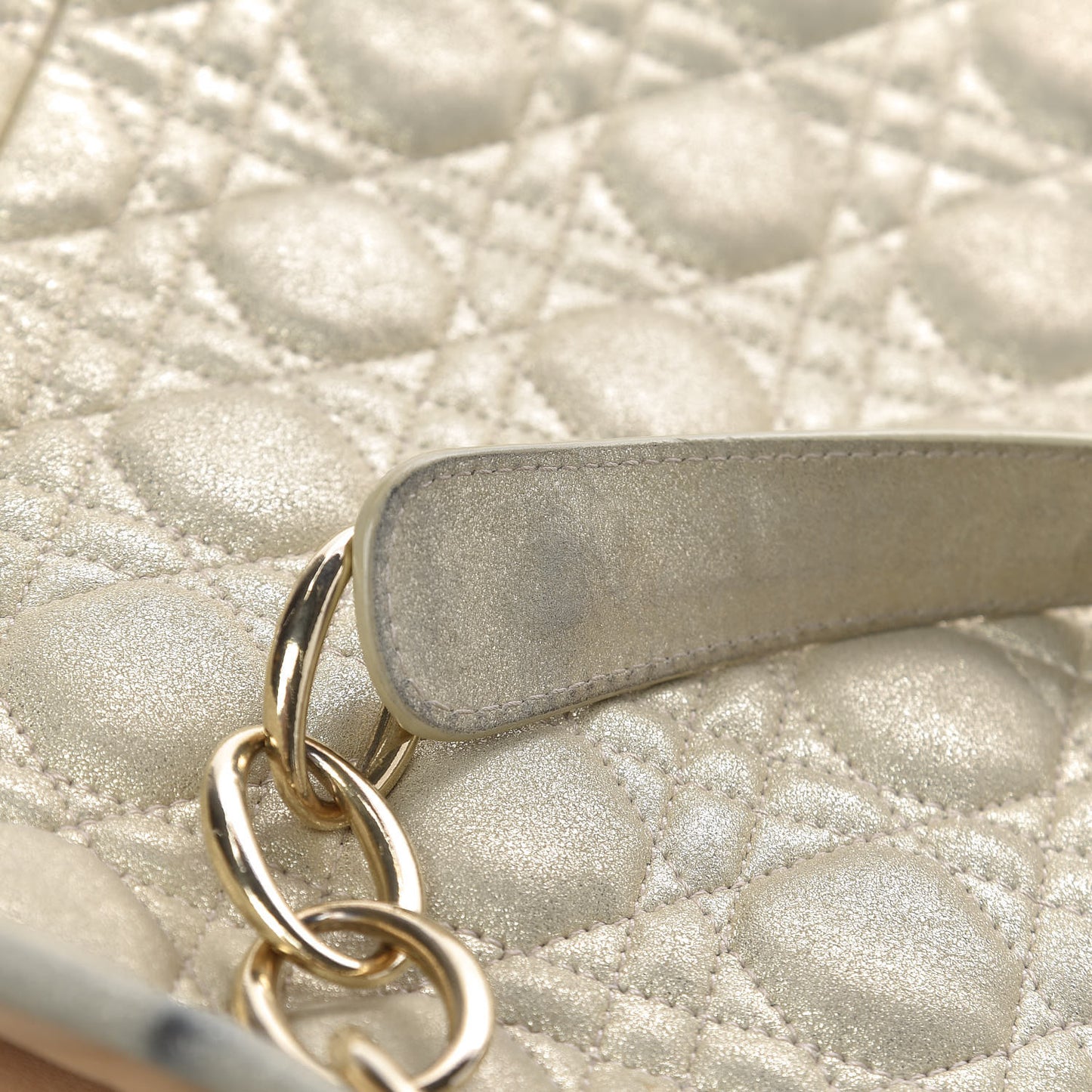 Metallic Lambskin Cannage Dior Soft Shopping Tote Gold