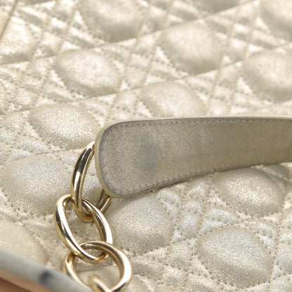 Christian Dior Metallic Lambskin Cannage Dior Soft Shopping Tote Gold 10 of 31