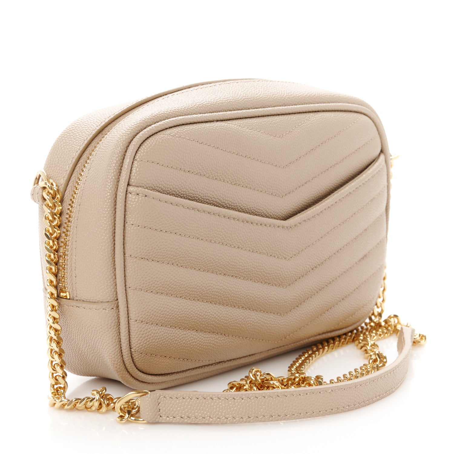 Saint Laurent Grain De Poudre Matelasse Monogram Mini Lou Camera Bag Dark Beige 3 of 11