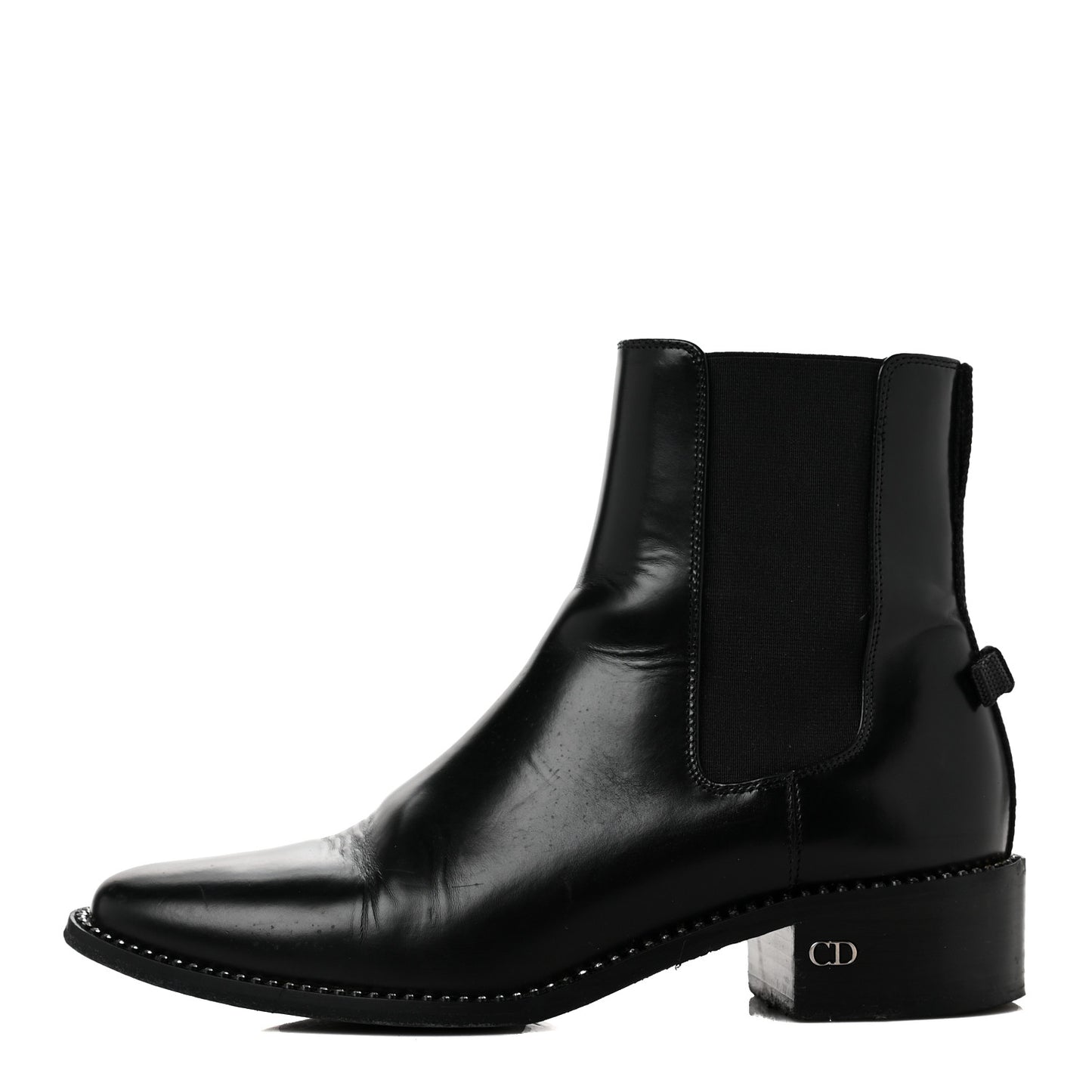 Glazed Calfskin Crystal Tomboy Ankle Boots 36.5 Black
