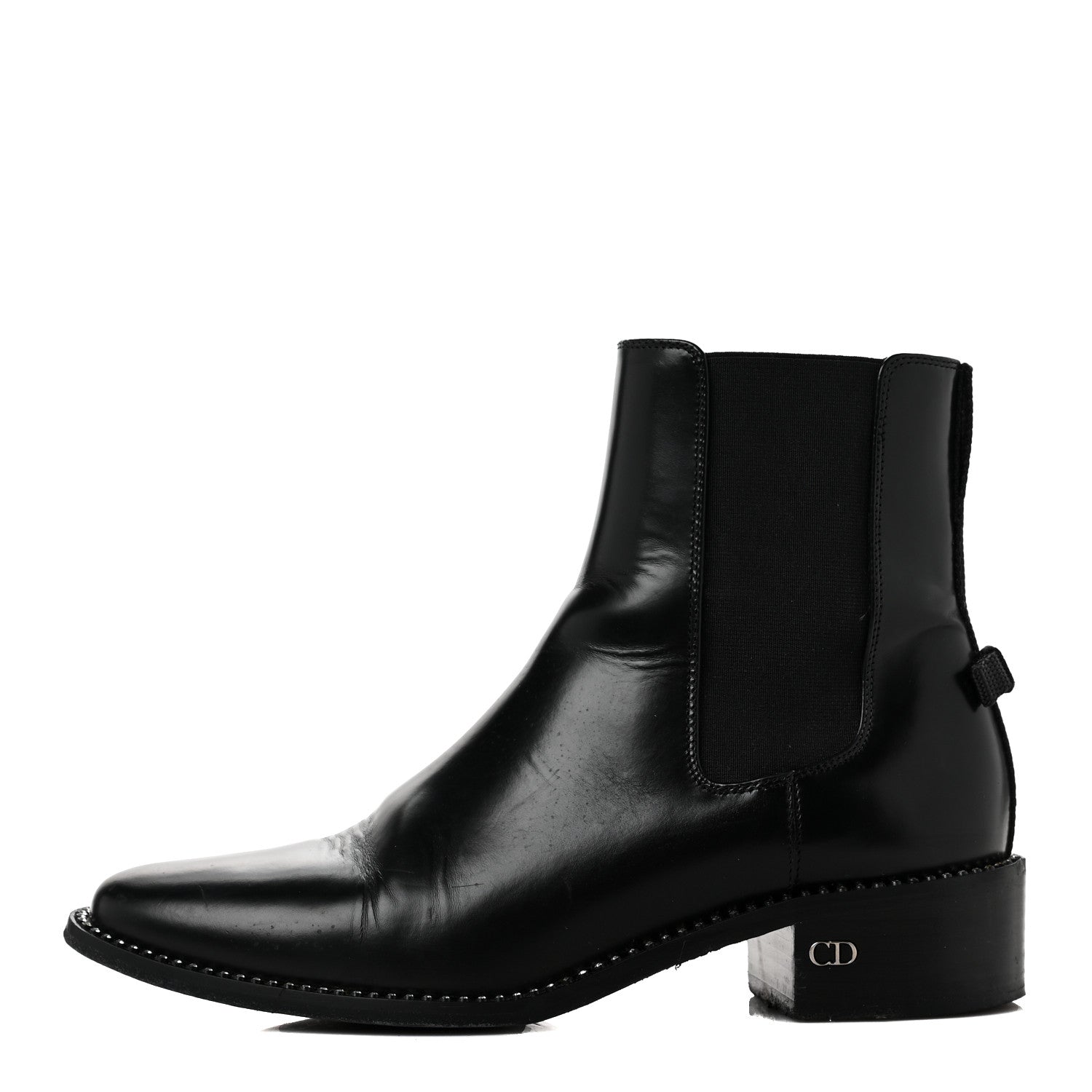 Christian Dior Glazed Calfskin Crystal Tomboy Ankle Boots 36.5 Black 1 of 8