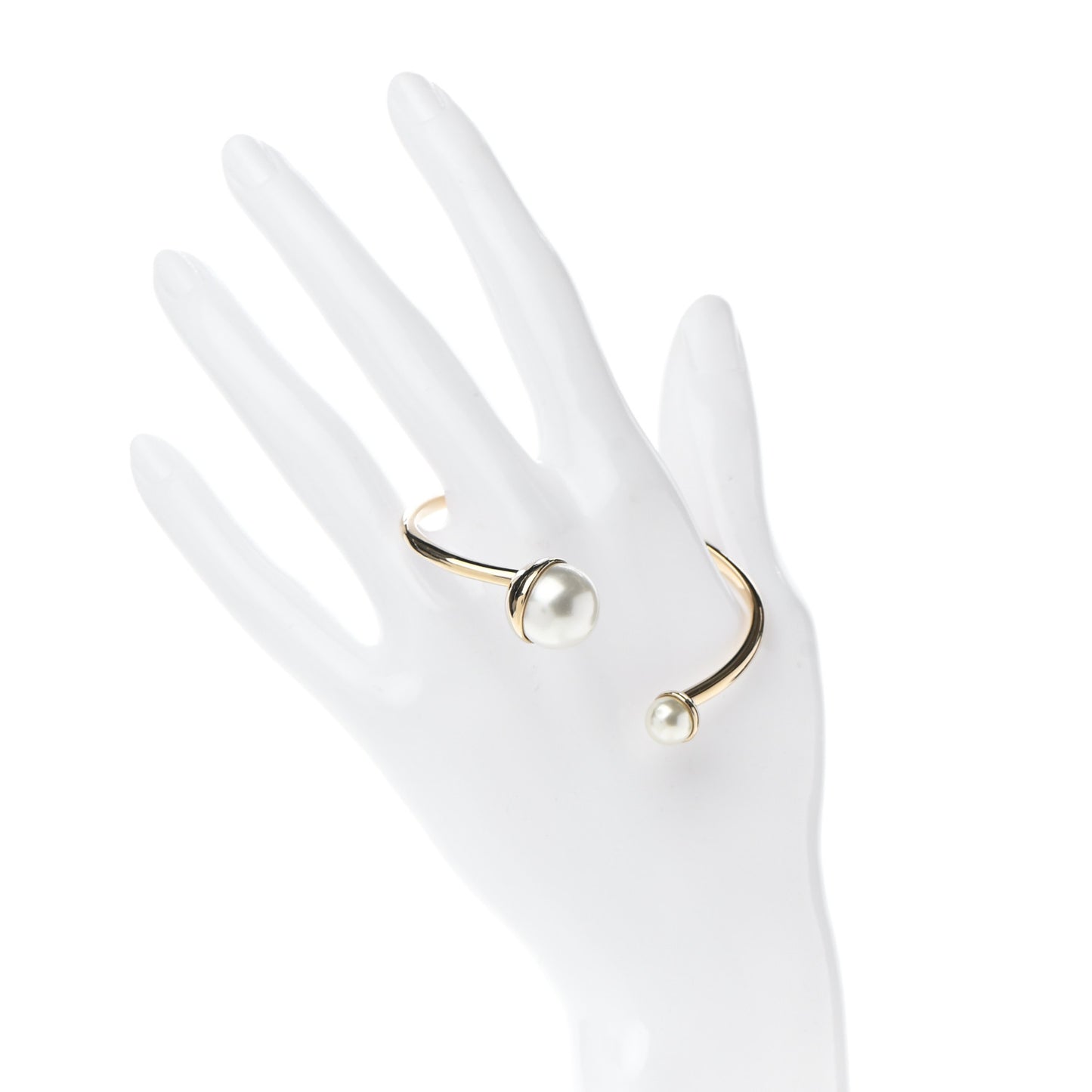 Metal Double Pearl Bracelet Gold