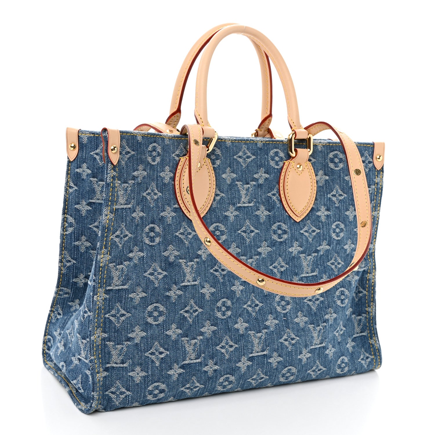 Louis Vuitton Monogram Denim Onthego MM Blue 3 of 9