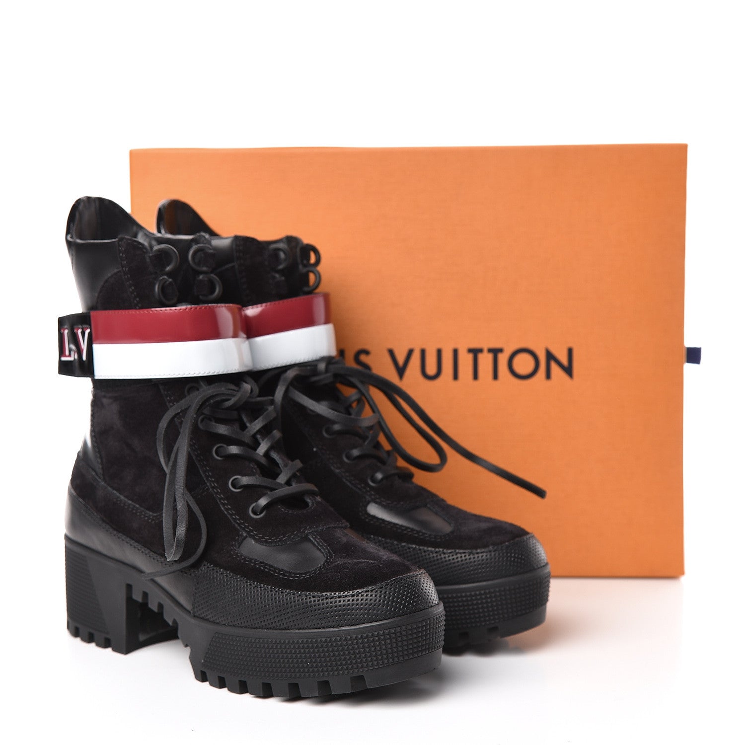 Louis Vuitton Suede Calfskin Laureate Platform Desert Boots 37.5 Black 12 of 12