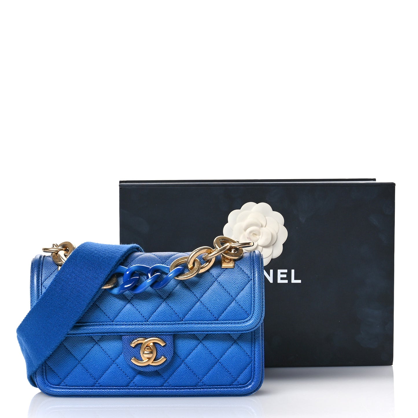 Caviar Quilted Small Sunset On The Sea Flap Blue