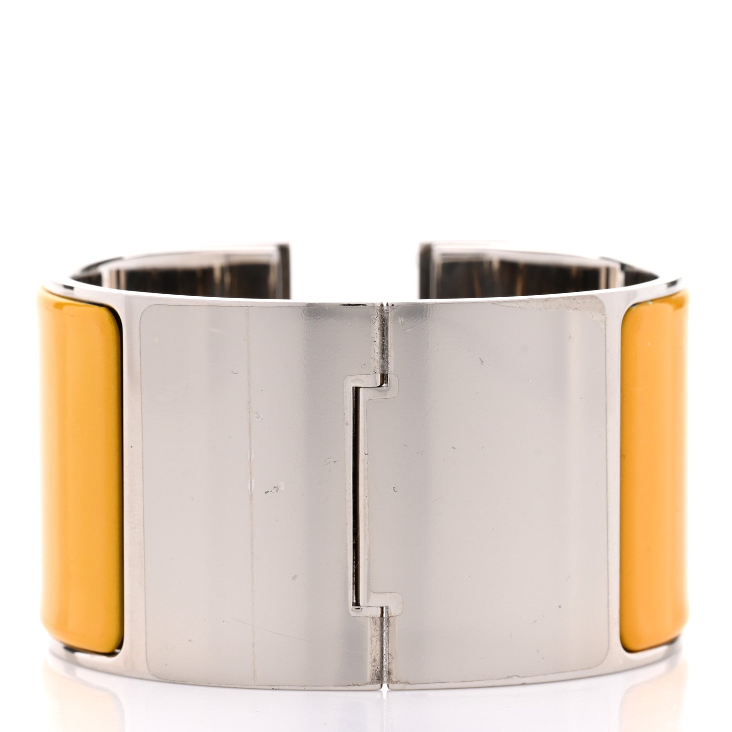 Hermes Enamel Extra Wide Clic Clac H Bracelet PM Jaune Madras 3 of 5