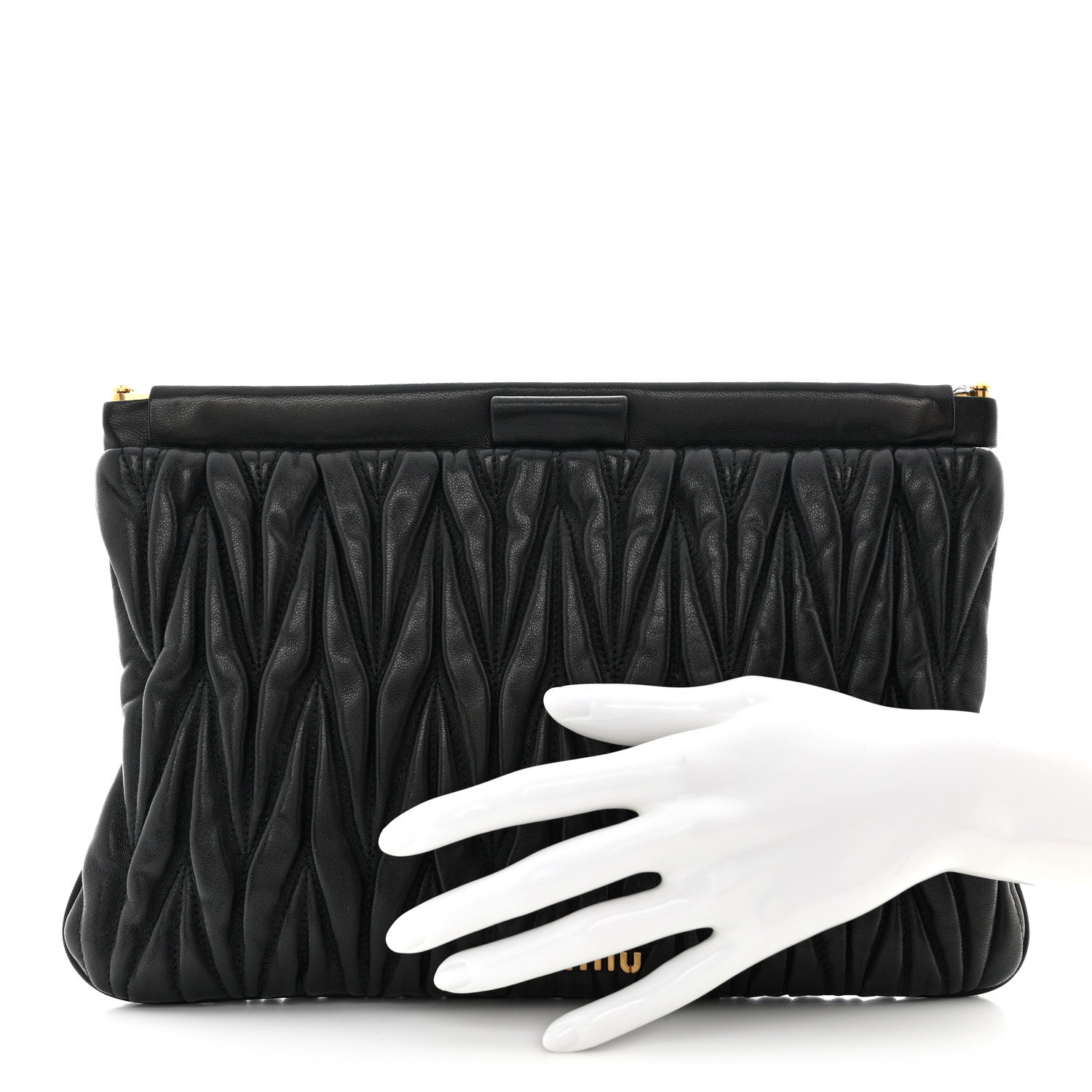 Miu Miu Nappa Matelasse Clutch Black 2 of 13